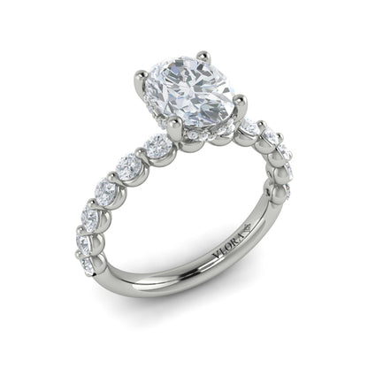 Classic Oval Engagement Ring with Floating Diamond Band