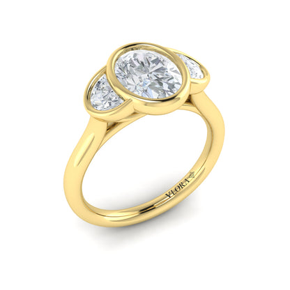 Golden Embrace Three-Stone Engagement Ring