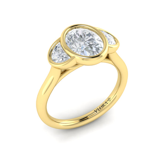 Golden Embrace Three-Stone Engagement Ring