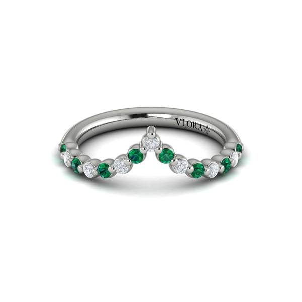 Diamond and Emerald Chevron Ring