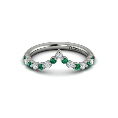 Diamond and Emerald Chevron Ring