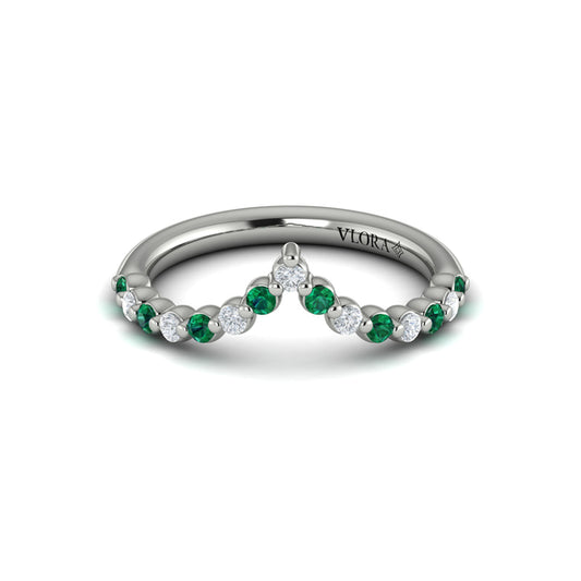 Diamond and Emerald Chevron Ring