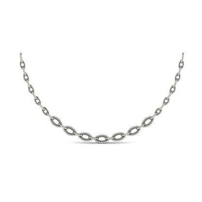 Open Navette Silhouette wtih Diamonds Necklace