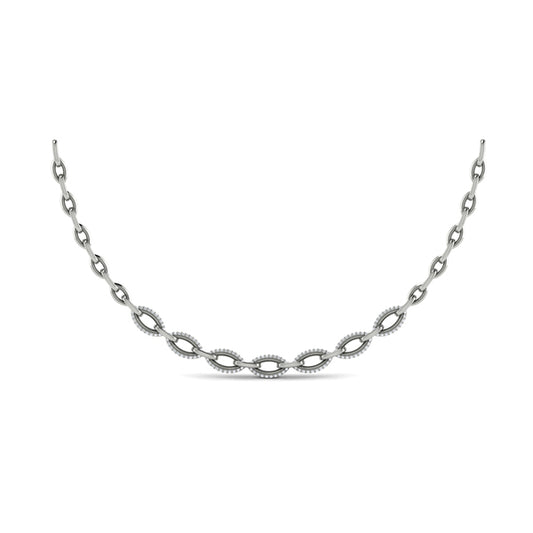 Open Navette Silhouette wtih Diamonds Necklace
