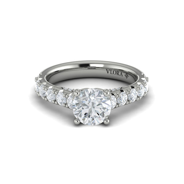 Round Classic Engagement Ring in Platinum by Vlora Bridal