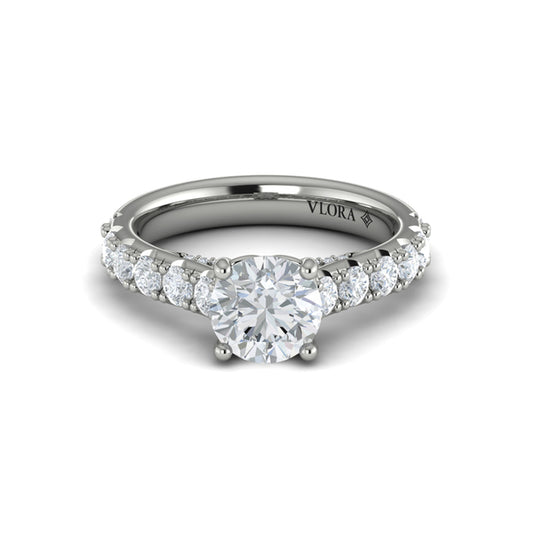 Round Classic Engagement Ring in Platinum by Vlora Bridal