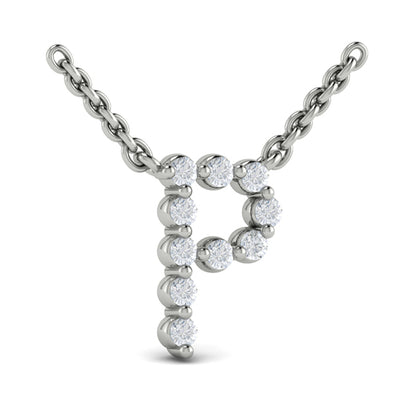 Diamond Alphabet Pendant Necklace, P