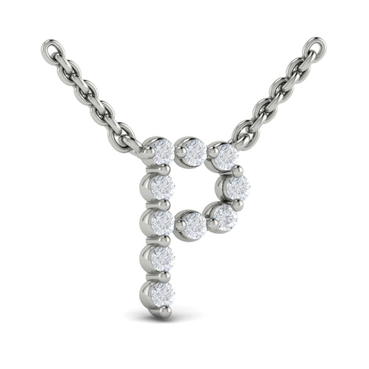 Diamond Alphabet Pendant Necklace, P