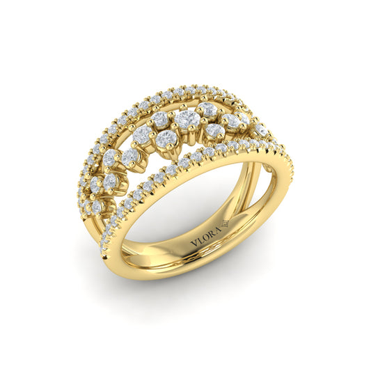Floating Diamond Cluster Ring