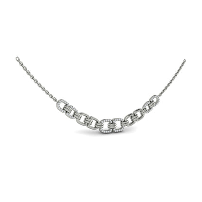 Multi Linked Curves with Diamond Accents Necklace