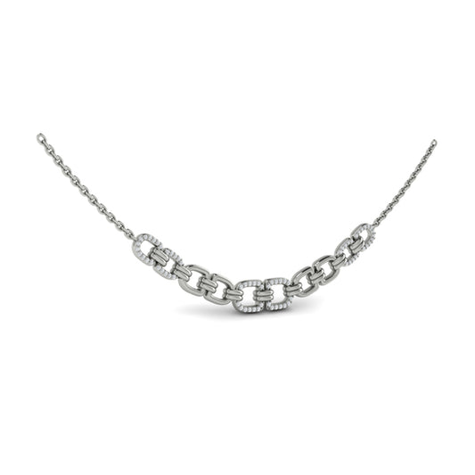 Multi Linked Curves with Diamond Accents Necklace