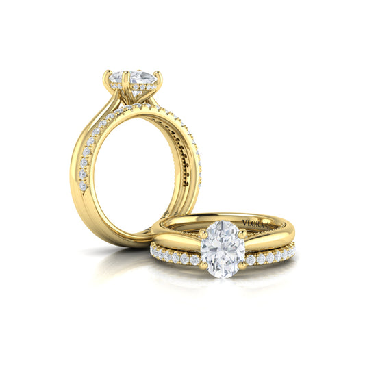 Matching Band for Modern Vintage Solitaire Engagement Ring with Hidden Halo