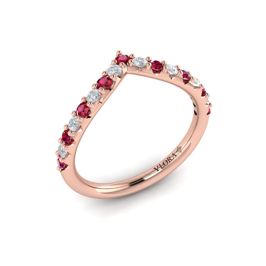 Ruby and Diamond Contour Band