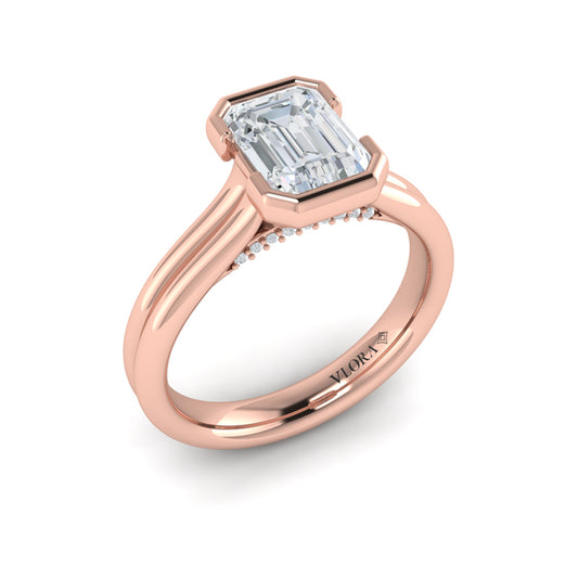 Veiled Emerald Cut Diamond Engagement Ring