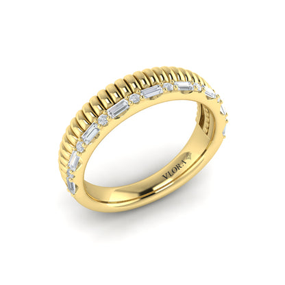 Diamond Baguette Textured Band