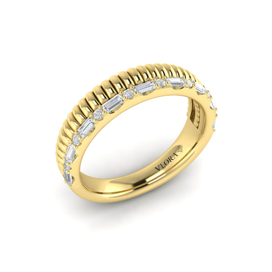 Diamond Baguette Textured Band