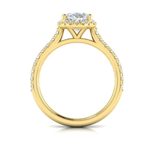 Oval Halo Engagement Ring in 14K Yellow Gold by Vlora Bridal