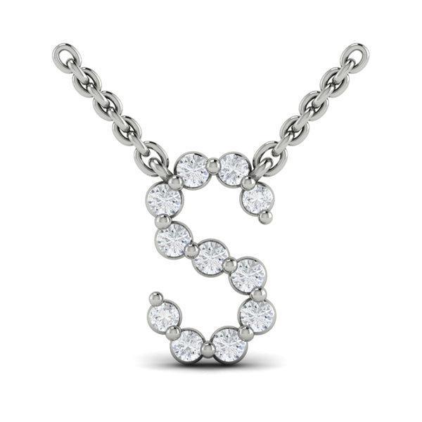 Diamond Alphabet Pendant Necklace, S