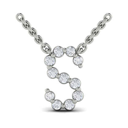 Diamond Alphabet Pendant Necklace, S