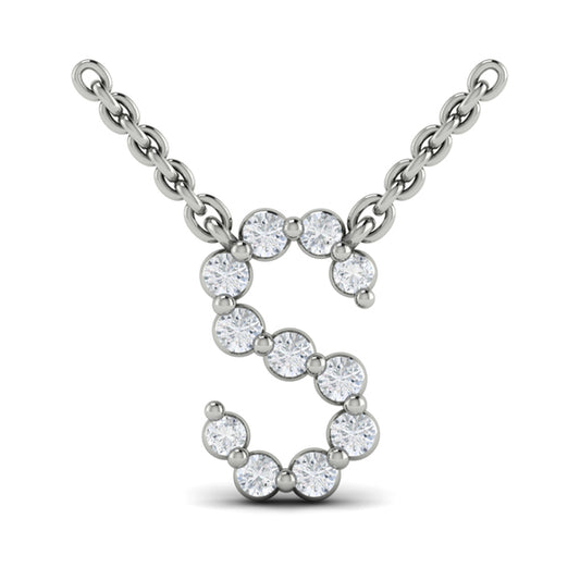 Diamond Alphabet Pendant Necklace, S