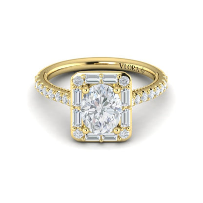Deco Elegance Halo Oval Engagement Ring