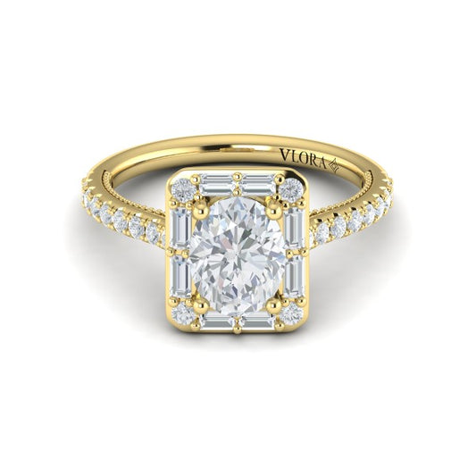 Deco Elegance Halo Oval Engagement Ring