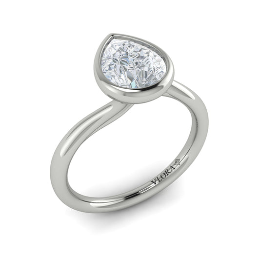 Pear Straight Row Engagement Ring in Platinum by Vlora Bridal