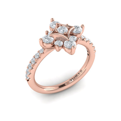 Floating Diamond Floral and Vlora Star Ring