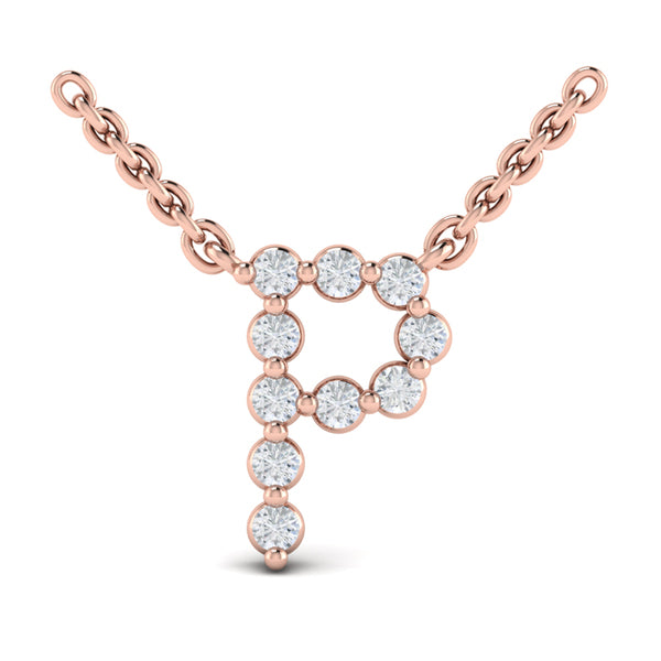 Diamond Alphabet Pendant Necklace, P