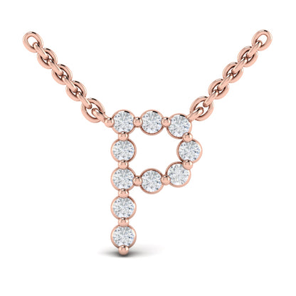 Diamond Alphabet Pendant Necklace, P
