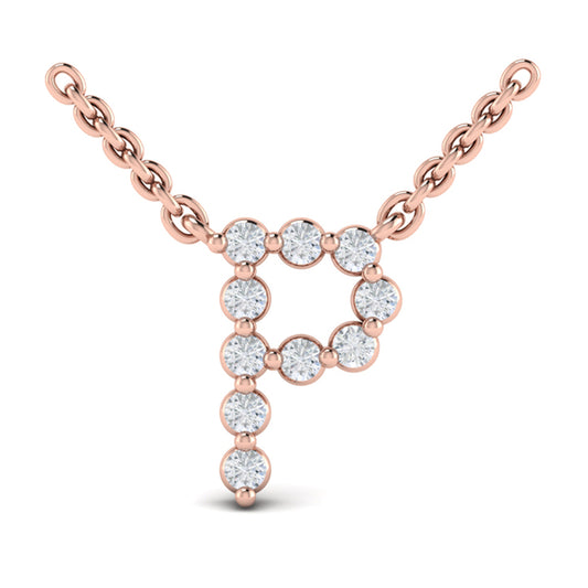 Diamond Alphabet Pendant Necklace, P
