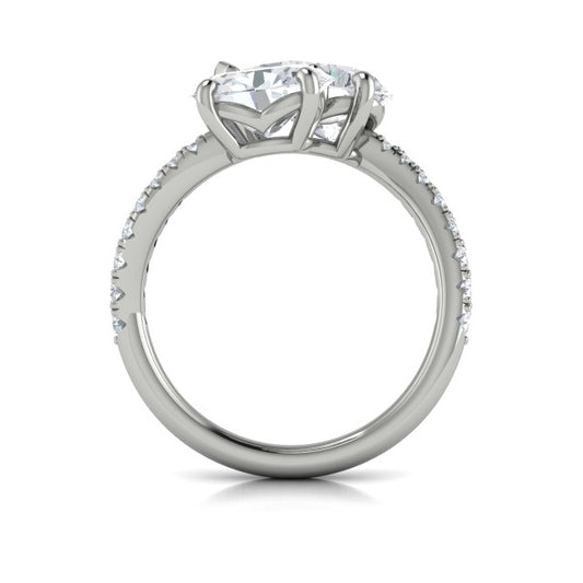 Kissing Oval and Pear Two Stone Engagement Ring