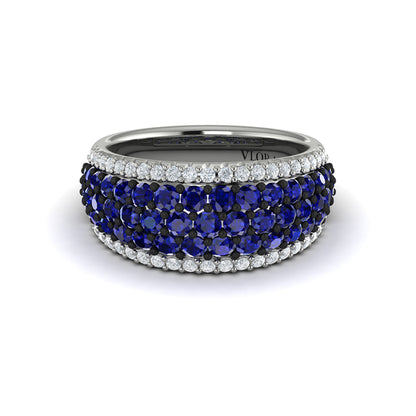 Diamond and Sapphire Multi-Row Statement Ring