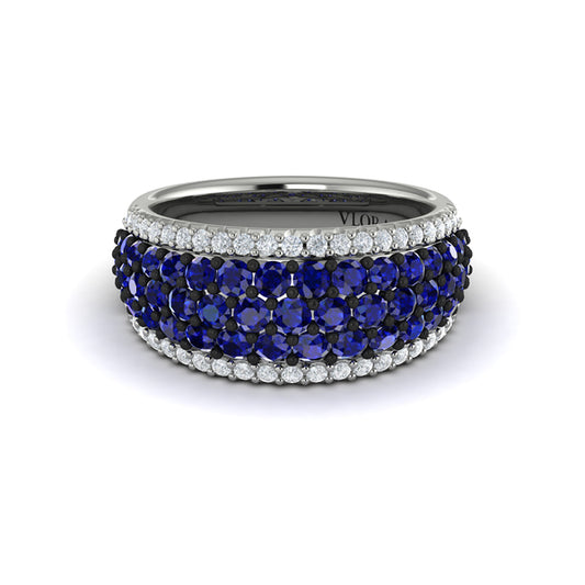 Diamond and Sapphire Multi-Row Statement Ring