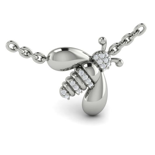 Bee Diamond Pavé Pendant Necklace