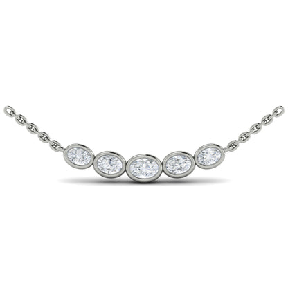 Bezel Set Diamond Curve Pendant Necklace