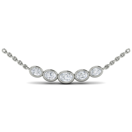 Bezel Set Diamond Curve Pendant Necklace