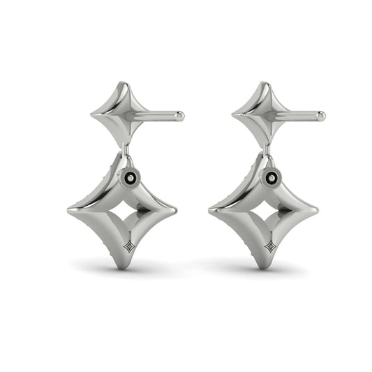 Diamond Double Vlora Star Open Motif Drop Stud Earrings