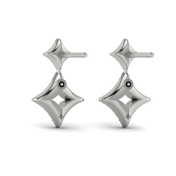 Diamond Double Vlora Star Open Motif Drop Stud Earrings