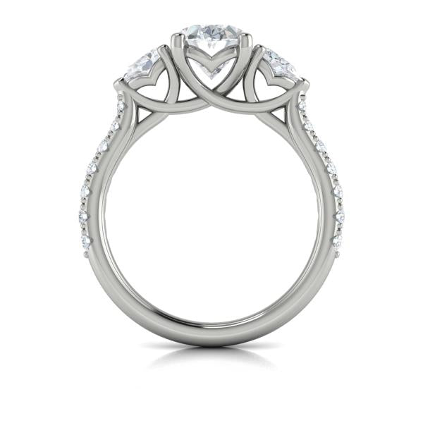 Oval Three Stone Engagement Ring in Platinum by Vlora Bridal