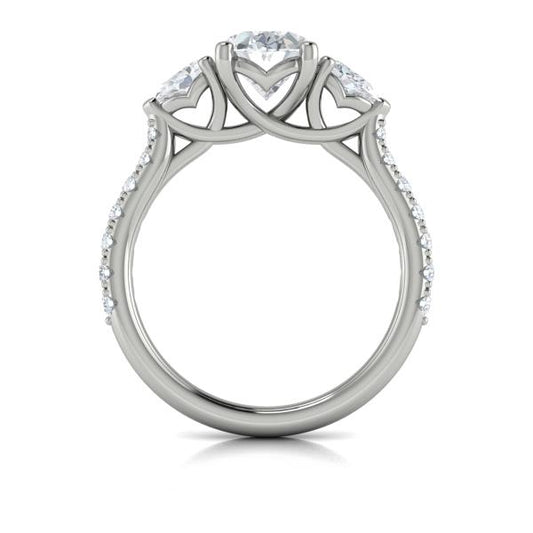 Oval Three Stone Engagement Ring in Platinum by Vlora Bridal