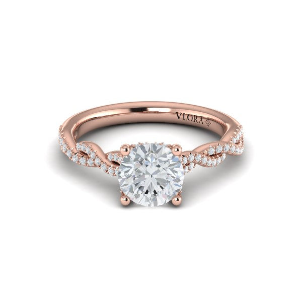 Twist Diamond Engagement Ring with Hidden Halo