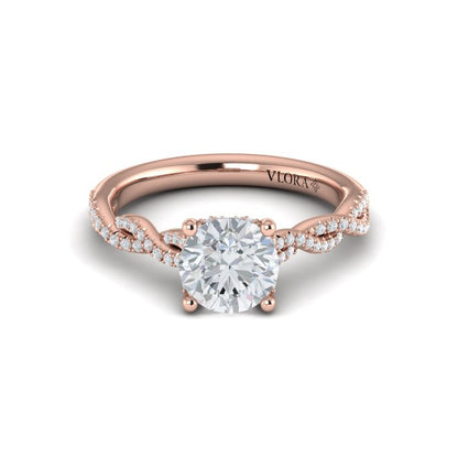 Twist Diamond Engagement Ring with Hidden Halo