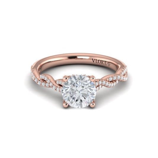 Twist Diamond Engagement Ring with Hidden Halo