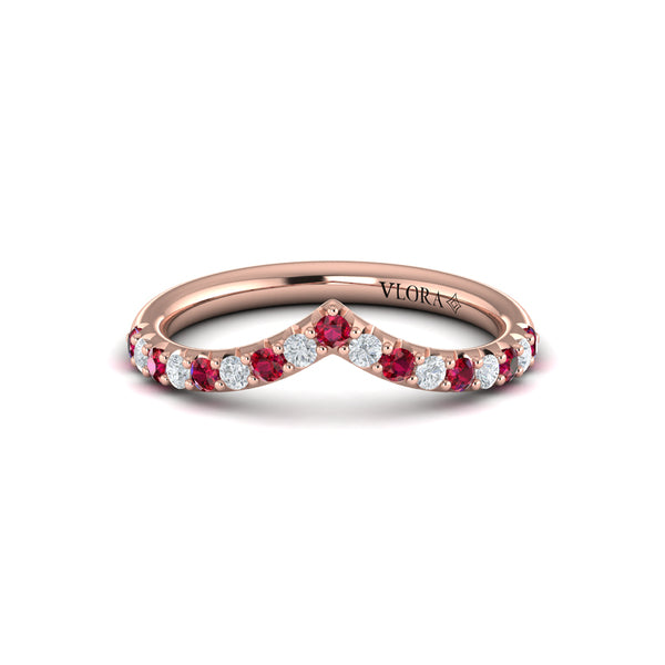 Colored Bands Wedding Band in 14K Rose Gold by Vlora Bridal