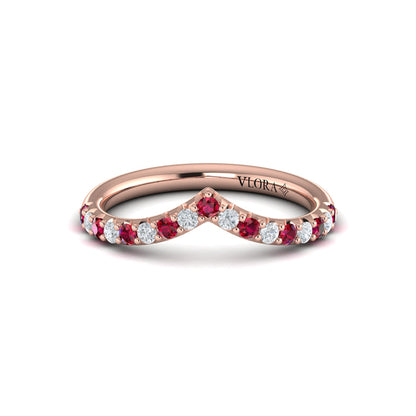 Colored Bands Wedding Band in 14K Rose Gold by Vlora Bridal