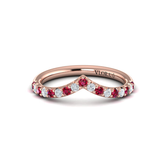 Ruby and Diamond Contour Band