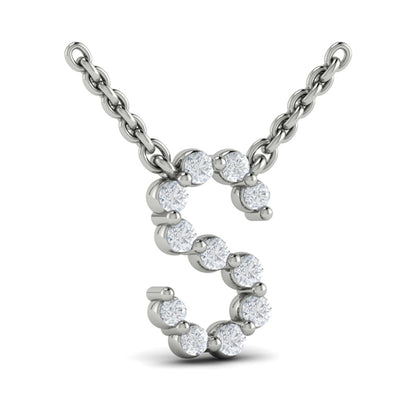 Diamond Alphabet Pendant Necklace, S