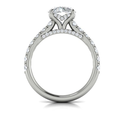 Timeless Cathedral Engagement Ring with Hidden Halo