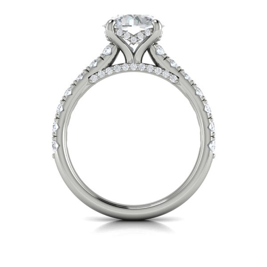 Timeless Cathedral Engagement Ring with Hidden Halo